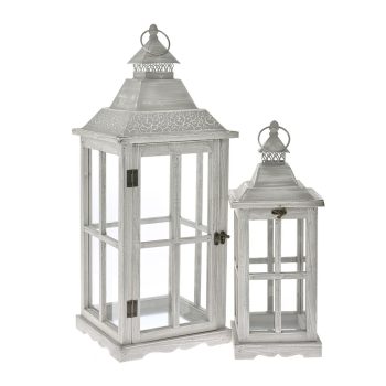 ΓΚΡΙ ΞΥΛΙΝΟ ΦΑΝΑΡΙ 25X25X67 KAI 17Χ17Χ47ΕΚ
