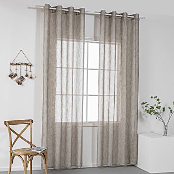 Beauty Home Κουρτίνα γάζα μονόχρωμη με 8 μεταλλικούς κρίκους Art 8440 140x270 Μπεζ