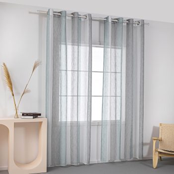 Beauty Home Κουρτίνα γάζα δίχρωμη με 8 μεταλλικούς κρίκους Art 8442 140x270 Βεραμάν