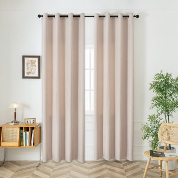 Beauty Home Κουρτίνα μεσαίας σκίασης με 8 μεταλλικούς κρίκους Illusion Art 8445 140x270 Μπεζ