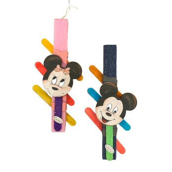 ΛΑΜΠΑΔΑ ΛΕΥΚΟ ΚΕΡΙ ΞΥΛΙΝΟ ΣΤΟΙΧΕΙΟ MICKEY ΚΑΙ MINNIE
