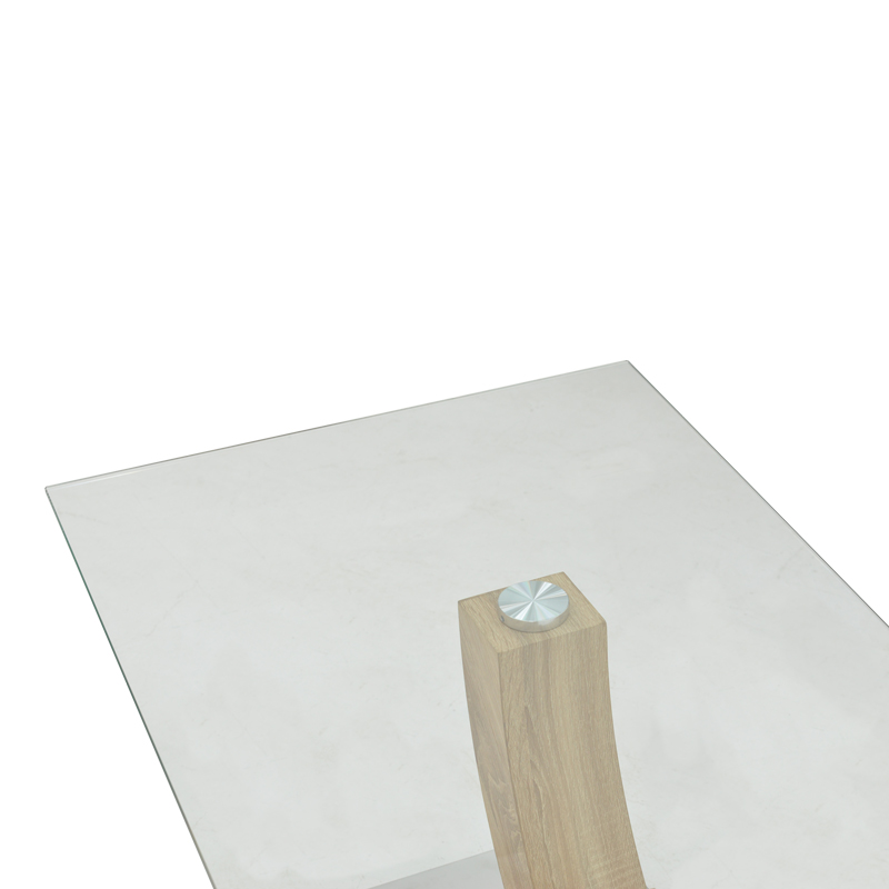 Τραπέζι σαλονιού Kasmora φυσικό ξύλο-γυαλί 110x60x45εκ - Image 5