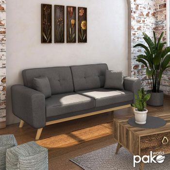 Alternative view of Καναπές-κρεβάτι Carmelo Pakoworld ανθρακί ύφασμα 214x80x86εκ