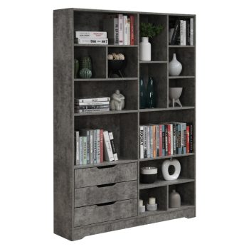 Βιβλιοθήκη Lucinda pakoworld γκρι oak 120x29.8x180.5εκ 049-000092