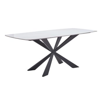 Τραπέζι Viano pakoworld sintered stone ανοιχτό γκρι-μαύρο 180x90x76εκ 101-000090