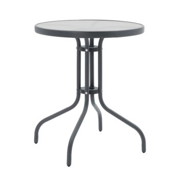 Τραπέζι Watson pakoworld μέταλλο γκρι-γυαλί Φ60x70εκ 130-000030