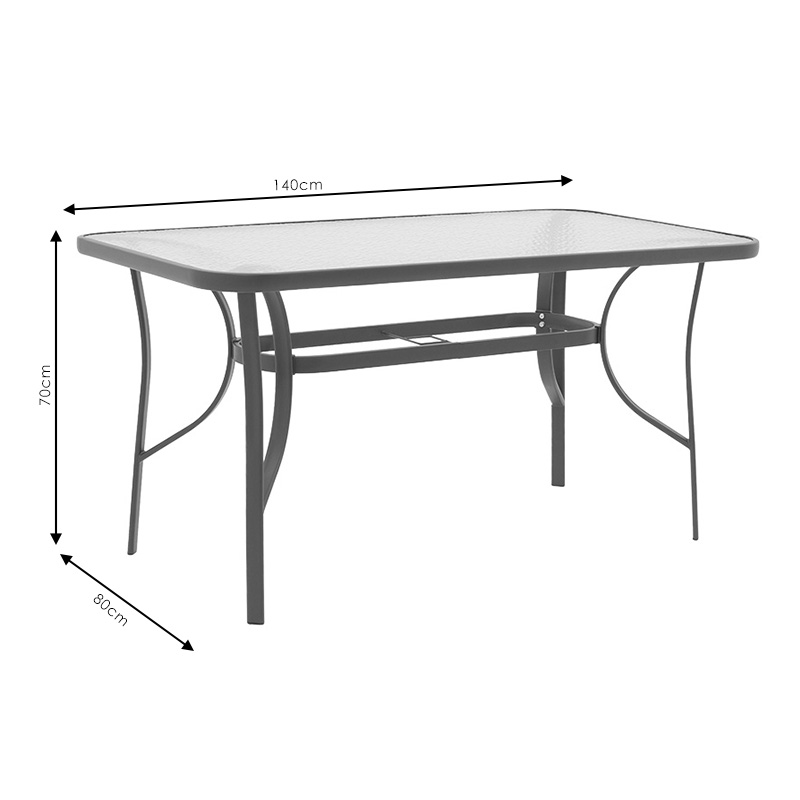 Τραπέζι Ensure μέταλλο καφέ-γυαλί tempered 140x80x70εκ - Image 5