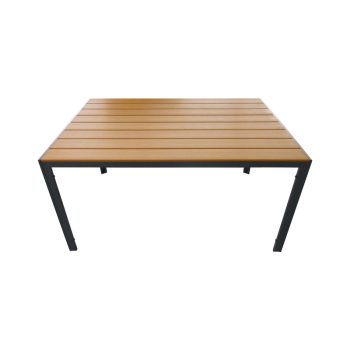Alternative view of Τραπέζι Nares  αλουμίνιο ανθρακί-plywood φυσικό 140x80x72.5εκ