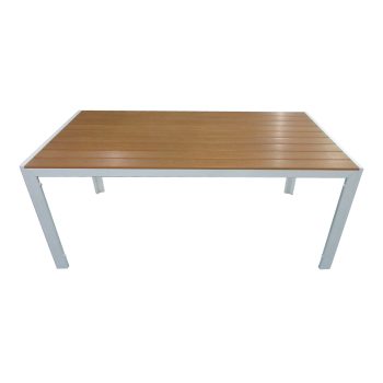 Alternative view of Τραπέζι Nares  αλουμίνιο λευκό-plywood φυσικό 180x90x72.5εκ