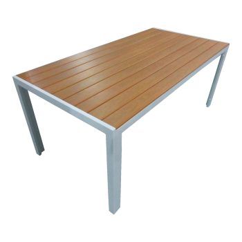 Τραπέζι Nares pakoworld αλουμίνιο λευκό-plywood φυσικό 180x90x72.5εκ 152-000031