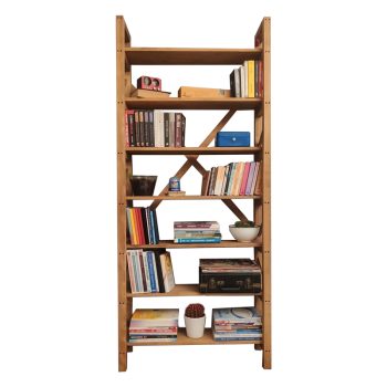 Βιβλιοθήκη Perezy pakoworld ματ καρυδί μελαμίνης 96x30x200εκ 197-000252