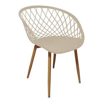 Καρέκλα Ezra pakoworld cappuccino pp-πόδι φυσικό μέταλλο 62x42x82εκ 262-000023