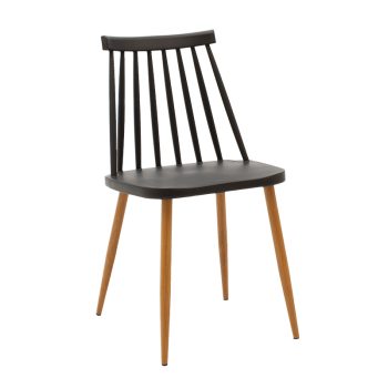 Καρέκλα Aurora pakoworld pp μαύρο-φυσικό πόδι 42x46x79εκ 273-000003