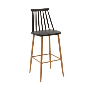 Σκαμπό μπαρ Aurora pakoworld μαύρο pp-πόδι φυσικό 42x49x109εκ 273-000007