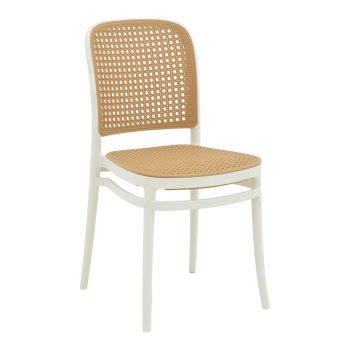 Καρέκλα Nereus pakoworld pp φυσικό-λευκό 45x43x84εκ 292-000005