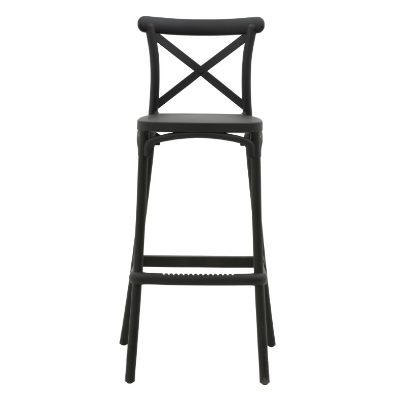 Σκαμπό μπαρ Crossie pp μαύρο 44x44x113εκ - Image 4