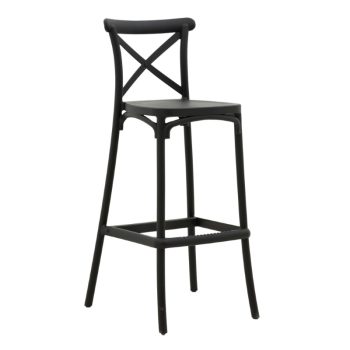 Σκαμπό μπαρ Crossie pakoworld pp μαύρο 44x44x113εκ 292-000011