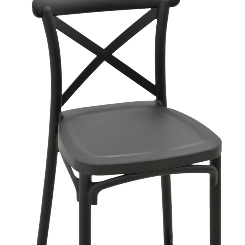 Σκαμπό μπαρ Crossie pp μαύρο 44x44x113εκ - Image 6