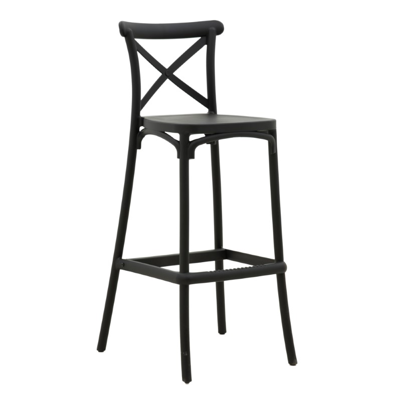 Σκαμπό μπαρ Crossie pakoworld pp μαύρο 44x44x113εκ 292-000011