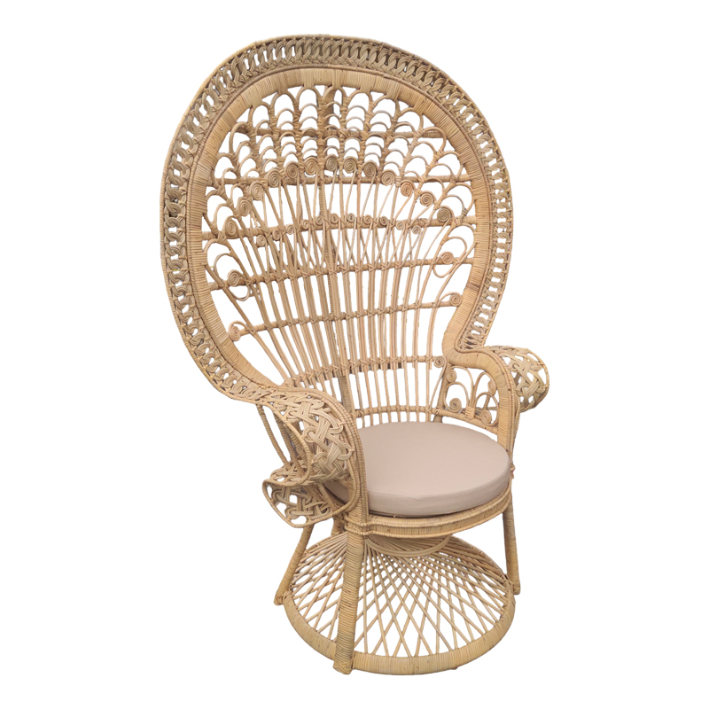 Πολυθρόνα Dorothy Inart με μπεζ μαξιλάρι-φυσικό rattan 115x57x150εκ 314-000002