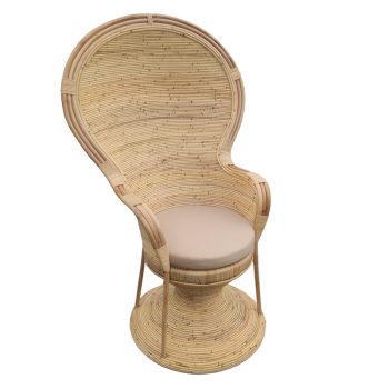 Πολυθρόνα Rea Inart με μπεζ μαξιλάρι-φυσικό rattan 85x85x141εκ 314-000003