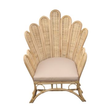 Alternative view of Πολυθρόνα Fragia Inart με μπεζ μαξιλάρι-φυσικό rattan 85x96x120εκ
