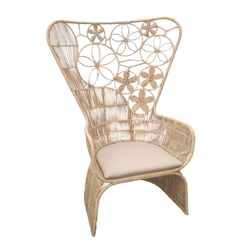 Πολυθρόνα Jake Inart με μπεζ μαξιλάρι-φυσικό rattan 110x82x145εκ 314-000005