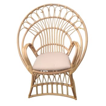 Alternative view of Πολυθρόνα Boloni Inart με μπεζ μαξιλάρι-φυσικό rattan 96x70x120εκ