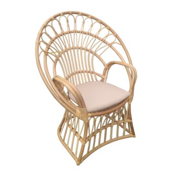 Πολυθρόνα Boloni Inart με μπεζ μαξιλάρι-φυσικό rattan 100x67x120εκ 314-000006