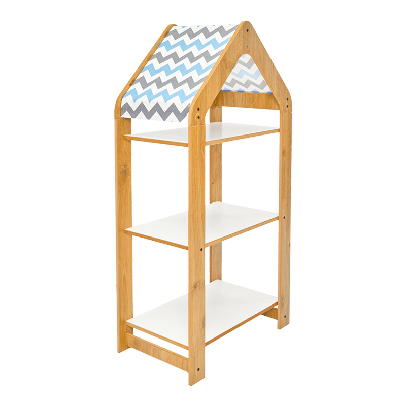 Ραφιέρα Montessori Zoilen I pakoworld λευκό-φυσικό-μπλε mdf 50x30x100εκ 120-000430