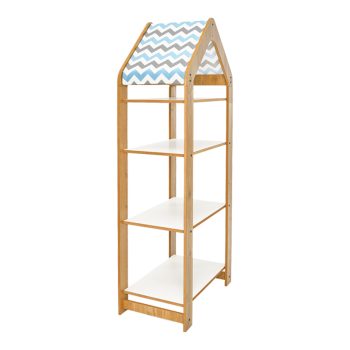 Ραφιέρα Montessori Zoilen II pakoworld φυσικό-λευκό-μπλε mdf 50x30x120εκ 120-000434