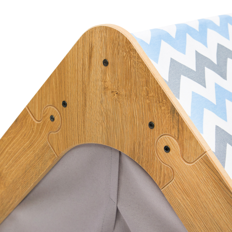 Παιδικό σπίτι Montessori Hosnele φυσικό-λευκό-μπλε mdf 95x90x114εκ - Image 3
