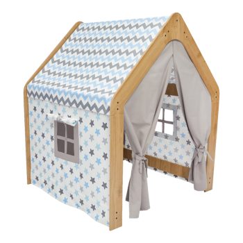 Παιδικό σπίτι Montessori Hosnele pakoworld φυσικό-λευκό-μπλε mdf 95x90x114εκ 120-000438