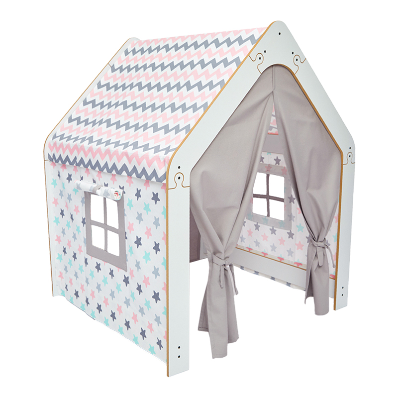 Παιδικό σπίτι Montessori Hosnele pakoworld λευκό-ροζ mdf 95x90x114εκ 120-000439