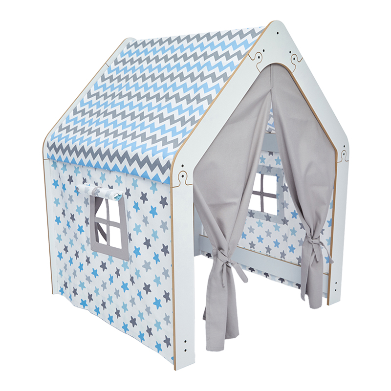 Παιδικό σπίτι Montessori Hosnele pakoworld λευκό-μπλε mdf 95x90x114εκ 120-000440