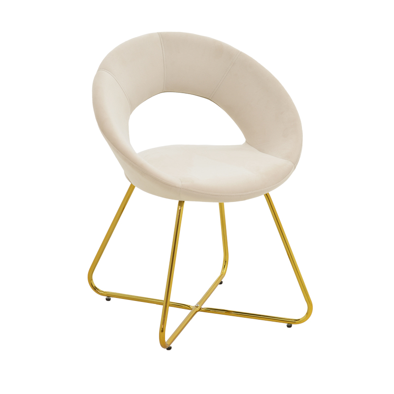 Καρέκλα Valentina pakoworld μπεζ βελούδο-χρυσό πόδι 65x60x82εκ 127-000168