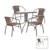 Tραπεζαρία Obbi-Watson pakoworld σετ 5τεμ καφέ μέταλλο-pe rattan 80x80x70εκ 130-000084