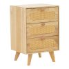 Κομοδίνο Finian pakoworld ξύλο σε φυσική απόχρωση 40x35x59.5εκ 135-000014