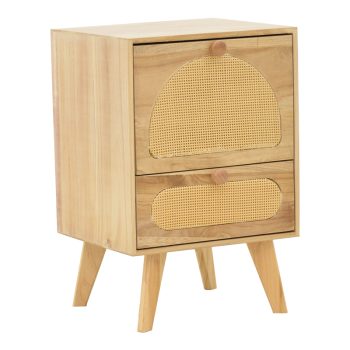 Κομοδίνο Finian pakoworld ξύλο σε φυσική απόχρωση 40x35x59εκ 135-000018