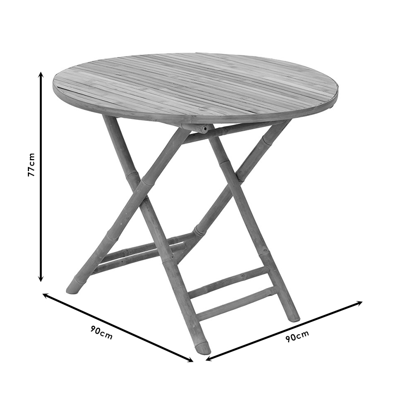 Τραπέζι Obbie πτυσσόμενο bamboo φυσικό Φ90x77εκ - Image 6