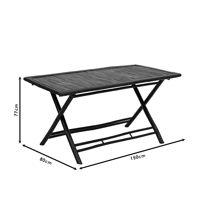 Τραπέζι Badou πτυσσόμενο bamboo μαύρο 150x80x77εκ - Image 6