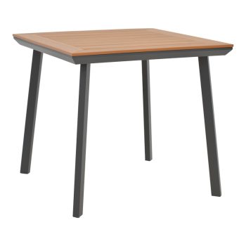 Τραπέζι Synergy pakoworld αλουμίνιο ανθρακί-plywood φυσικό 80x80x74εκ 152-000032