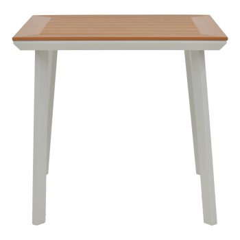 Alternative view of Τραπέζι Synergy  αλουμίνιο λευκό-plywood φυσικό 80x80x74εκ