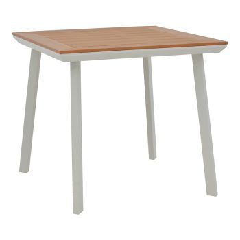 Τραπέζι Trust pakoworld αλουμίνιο λευκό-plywood φυσικό 80x80x74εκ 152-000033