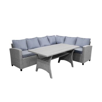 Σαλόνι Flashy pakoworld σετ 3τμχ ύφασμα ανθρακί-rattan ανθρακί 152-000061