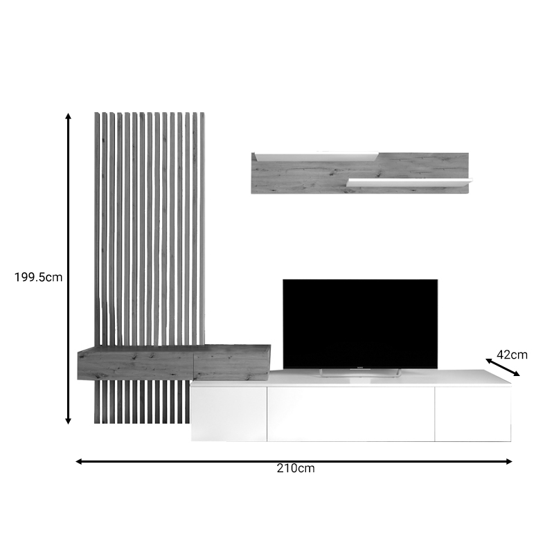 Σύνθετο σαλονιού Litende sonoma-λευκό μελαμίνης 210x42x199.5εκ - Image 3