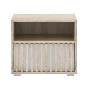 Κομοδίνο Bruse pakoworld oak-λευκό μελαμίνης 52x40.5x42.5εκ 192-000040