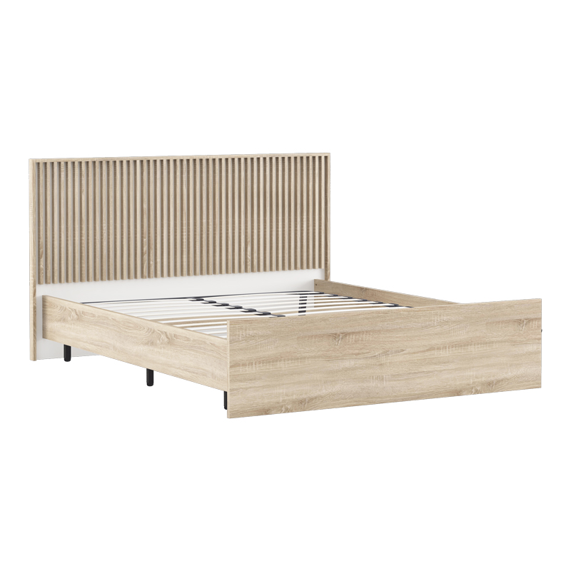 Κρεβάτι διπλό Bruse oak-λευκό χρώμα μελαμίνης 160x200εκ - Image 2