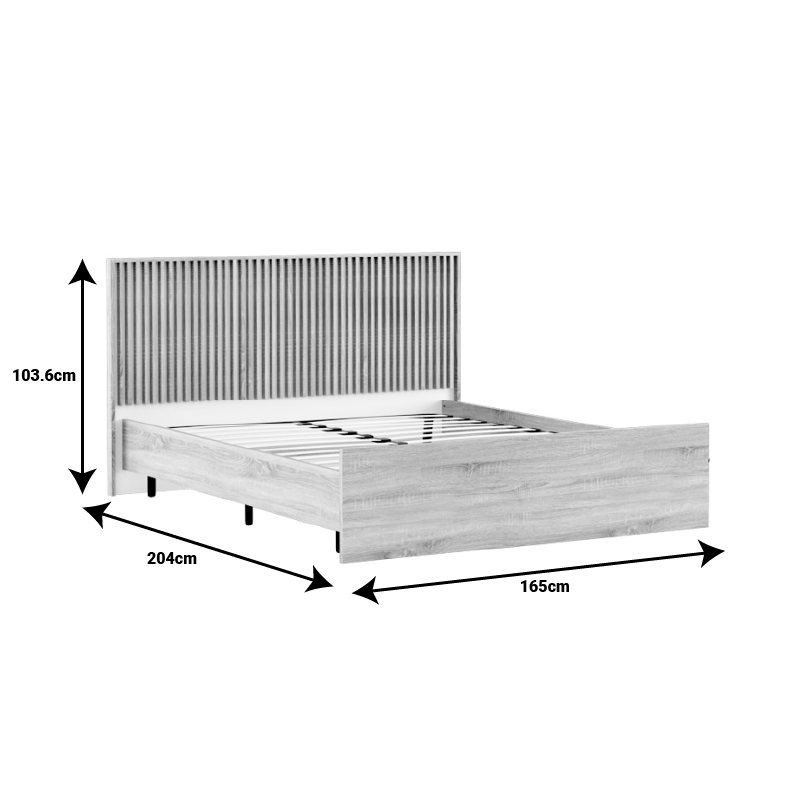 Κρεβάτι διπλό Bruse oak-λευκό χρώμα μελαμίνης 160x200εκ - Image 3