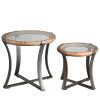 ΤΡΑΠΕΖΑΚΙ SET/2 ΣΤΡΟΓΓ. ΓΥΑΛ. TEMPERED ΜΕ ΞΥΛ. ΠΕΡΙΜΕΤΡΟ ΚΑΙ ΜΕΤΑΛΛΙΚΗ ΒΑΣΗ D68/53XH61/48ΕΚ JAM102 Espiel